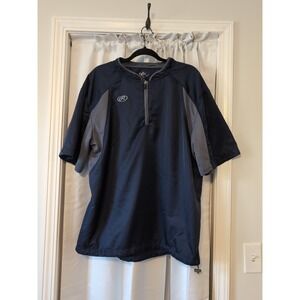 Rawlings Men's Navy/Gray Quarter-Zip Pullover Baseball Batting‎ Practice Large